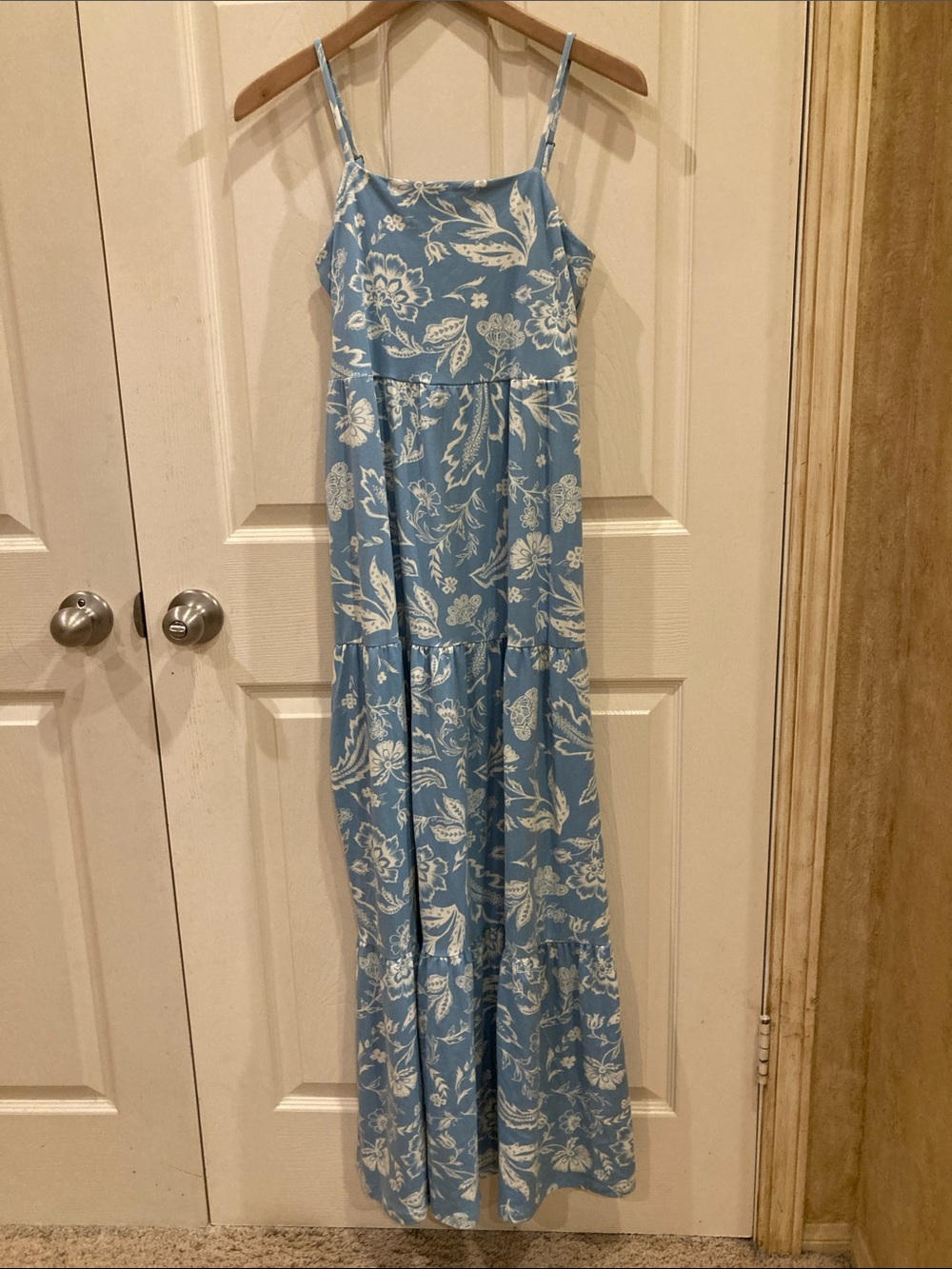 SO Blue Floral Maxi Dress | Women's Spaghetti Strap Boho Summer Dr